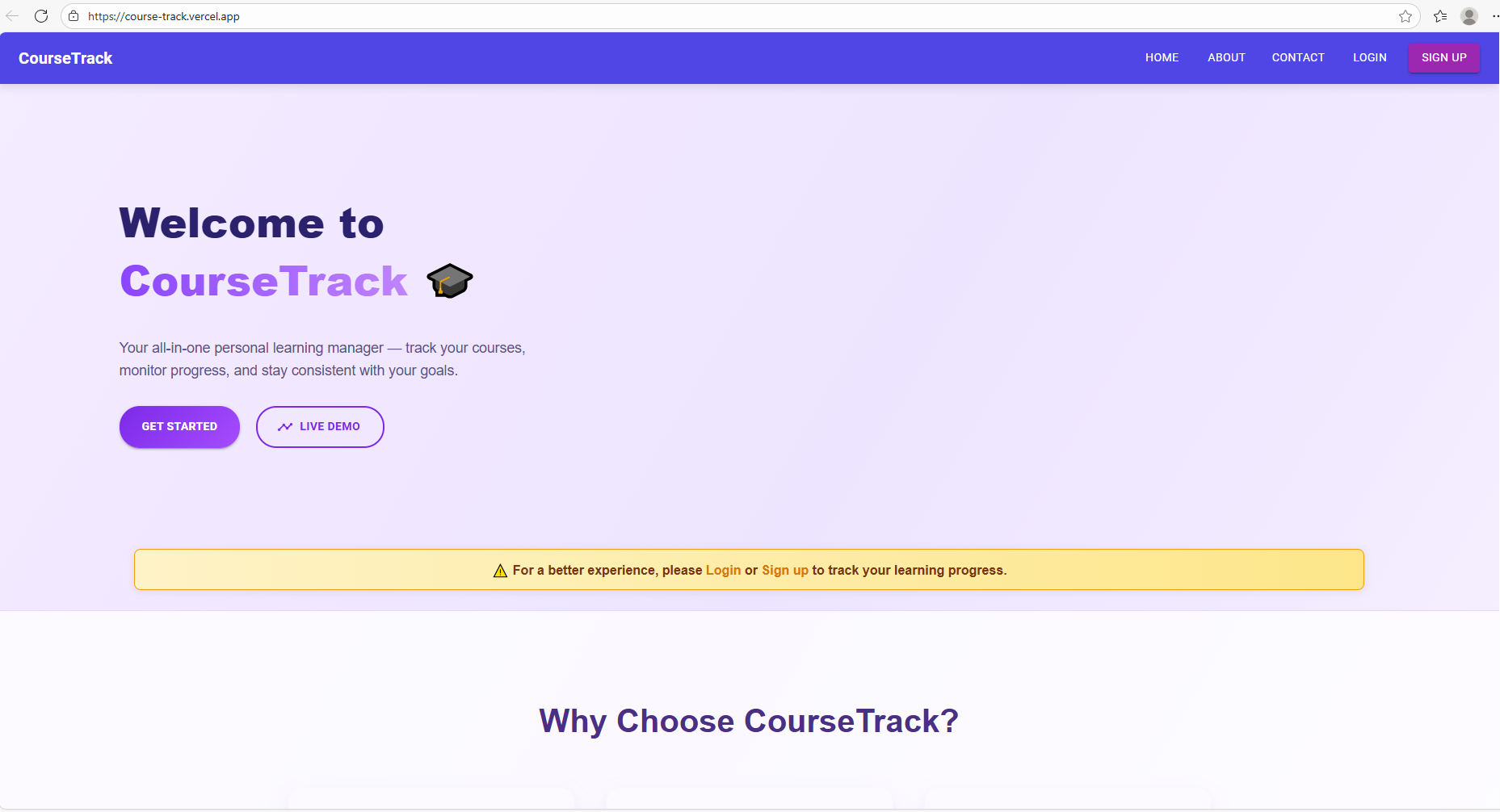CourseTrack preview